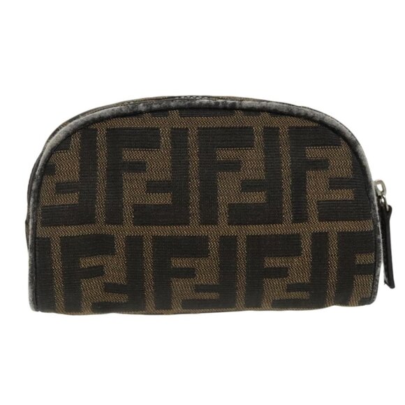 FENDI Zucca Canvas Pouch Brown Black Auth - Picture 1 of 16